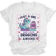 Just A Girl Who Loves Dragons And Books Lover Reading Book Unisex Jersey T-Shirt