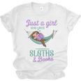 Just a Girl Who Loves Sloths And Books Unisex Jersey T-Shirt