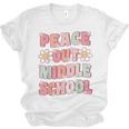 Peace Out Middle School Graduation Groovy Last Day Of School Unisex Jersey T-Shirt