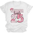 Pink Coquette Bow Senior 2025 Back To School Graduation Girl Unisex Jersey T-Shirt