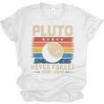 Pluto Never Forget Space Nostalgia Astronomy Humor Unisex Jersey T-Shirt