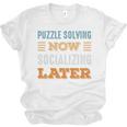 Puzzle Solving Now Minimal Socializing Introvert Vintage Unisex Jersey T-Shirt