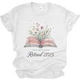 Quote New Chapter Begins Retired 2025 Floral Open Book Unisex Jersey T-Shirt