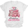 Retro Groovy Valentine Men Women Kid Tees By Emily All Booked For Valentines Book Reading Bookworm Nerdy Unisex Jersey T-Shirt