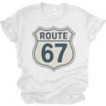 Retro Route 67 Highway Sign Vintage Road Nostalgia Premium Tri-Blend Unisex Jersey T-Shirt