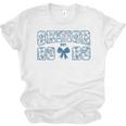 Senior 26 Graduation Class Of 2026 Bow Blue Toile Floral Unisex Jersey T-Shirt