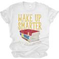 Wake Up Smarter Librarian Book Stack Premium Tri-Blend Unisex Jersey T-Shirt