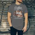 Coffee Cats And Books Cozy Calico Reader Love Cute Cat Unisex Jersey T-Shirt