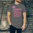 Coquette Pink Bow Flowers Senior 2026 2027 Graduation Unisex Jersey T-Shirt