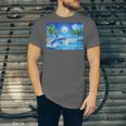 Frutiger Aero Dolphin Sunset Ocean With Palm Trees Y2k Unisex Jersey T-Shirt