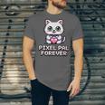 Pixel Art Pet Cat Y2K Retro Vintage Digital Nostalgia Tech Unisex Jersey T-Shirt