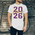 Class Of 2026 Graduation Varsity Purple Yellow On The Back Unisex Jersey T-Shirt