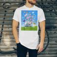 Frutiger Aero Aesthetic Tech Cherry Blossom Fishes Bubbles Raglan Baseball Tee Unisex Jersey T-Shirt