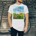Frutiger Aero Aesthetic Tech Scenery Fishes Sunflower Raglan Baseball Tee Unisex Jersey T-Shirt