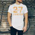 Junior Class 2027 Graduation Back To School Orange Letters Premium Tri-Blend Unisex Jersey T-Shirt