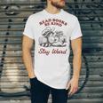 Read Books Be Kind Stay Weird Bookish Cowboy Reading Raccoon Unisex Jersey T-Shirt