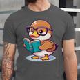 Adorable Book Lover Mallard Duck With Reading Glasses Cute Unisex Jersey T-Shirt
