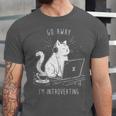 Antisocial Introvert Cat With Coffee On Computer Emo Goth Unisex Jersey T-Shirt