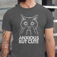 Anxious But Cute Anxiety Meme Cat Lover Introvert Unisex Jersey T-Shirt Anxious But Cute Anxiety Meme Cat Lover Introvert Unisex Jersey T-Shirt