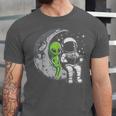 Astronaut Reading Book To Alien Moon Space Women Kids Men Unisex Jersey T-Shirt