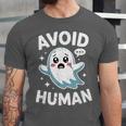 Avoid Humans Cute Kawaii Pastel Ghost Introvert Saying Unisex Jersey T-Shirt