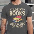 I Like My Books With a Side Of Panic Thriller Unisex Jersey T-Shirt I Like My Books With a Side Of Panic Thriller Unisex Jersey T-Shirt