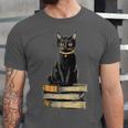 Cat Sitting On Books Unisex Jersey T-Shirt