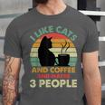 Cats Coffee & 3 People Tee Cute Font Introvert Humor Unisex Jersey T-Shirt Cats Coffee & 3 People Tee Cute Font Introvert Humor Unisex Jersey T-Shirt