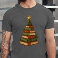 Christmas Book Tree Bookshelf Holiday For Readers Librarians Unisex Jersey T-Shirt
