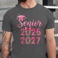 Coquette Pink Bow Flowers Senior 2026 2027 Graduation Unisex Jersey T-Shirt