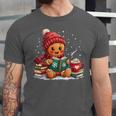Cozy Gingerbread Christmas Reading Book Xmas Snowflakes Fall Unisex Jersey T-Shirt