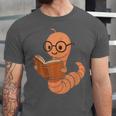 Cute Bookworm Worm Reading Book Glasses Nerdy Unisex Jersey T-Shirt