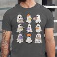 Cute Ghost Reading Books Teacher Halloween Reading Men Women Kids Unisex Jersey T-Shirt