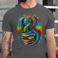 Dragon Reading Colorful Fantasy Book Lover Unisex Jersey T-Shirt