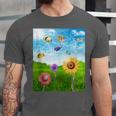 Frutiger Aero Aesthetic Tech Scenery Fishes Sunflower Unisex Jersey T-Shirt