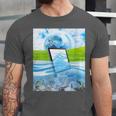 Frutiger Aero Aesthetic Tech Water Fishes Monitor Screen Unisex Jersey T-Shirt Frutiger Aero Aesthetic Tech Water Fishes Monitor Screen Unisex Jersey T-Shirt