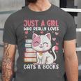 Girl Who Loves Cats And Books Cute Unisex Jersey T-Shirt