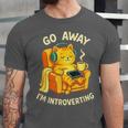 Go Away I'm Introverting Cat Coffee Headphones Unisex Jersey T-Shirt Go Away I'm Introverting Cat Coffee Headphones Unisex Jersey T-Shirt