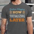 Guitar Playing Now Minimal Socializing Introvert Vintage Unisex Jersey T-Shirt