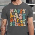 Happy Last Day Of School Groovy Teacher Student Graduation Unisex Jersey T-Shirt