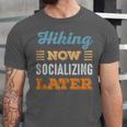 Hiking Now Minimal Socializing Introvert Vintage Unisex Jersey T-Shirt