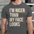 I'm Nicer Than My Face Looks Introverted Introverts Unisex Jersey T-Shirt