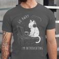 Introvert Cat With Coffee On Computer Antisocial Emo Goth Unisex Jersey T-Shirt