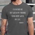 Introvert Cat Lover Quote Humor Social Introversion Unisex Jersey T-Shirt