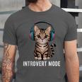 Introvert Mode Cat With Headphones Kitten Lover Unisex Jersey T-Shirt