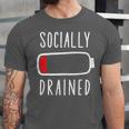 Introvert Socially Drained Battery Unisex Jersey T-Shirt