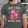 Just A Girl Who Loves Dragons And Books Dragon Reading Lover Unisex Jersey T-Shirt