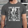 Life Is Short Buy The Book Introvert Skeleton Reading Unisex Jersey T-Shirt