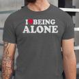 I Love Being Alone Introvert & Anxious Girl Red Heart Unisex Jersey T-Shirt