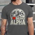 I Love Being Alpha Moonlit Wolf Meme Alpha Introvert Unisex Jersey T-Shirt